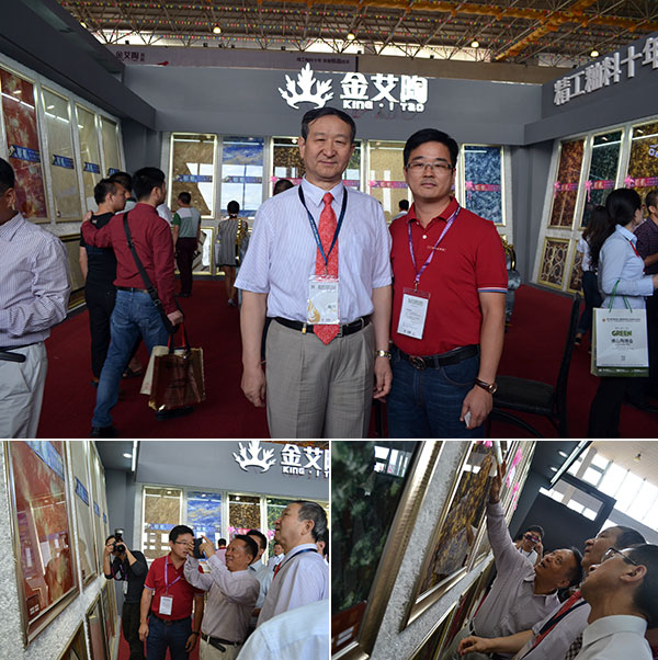 中国构筑卫生陶瓷协会辅导一行莅临888集团电子游戏瓷砖展位并合影